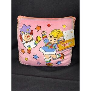 NWT Rainbow Brite Pink Plush Pillow Cartoon Nostalgia 14"X14"X3.5" Decor Gift